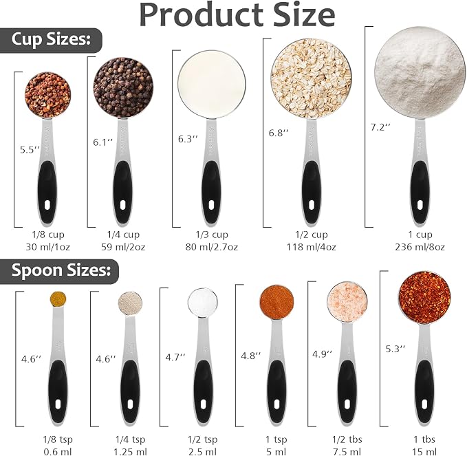 Accmor 11 Piece Metal Measuring Spoons Cups Set, Premium Stainless Steel - Image 3