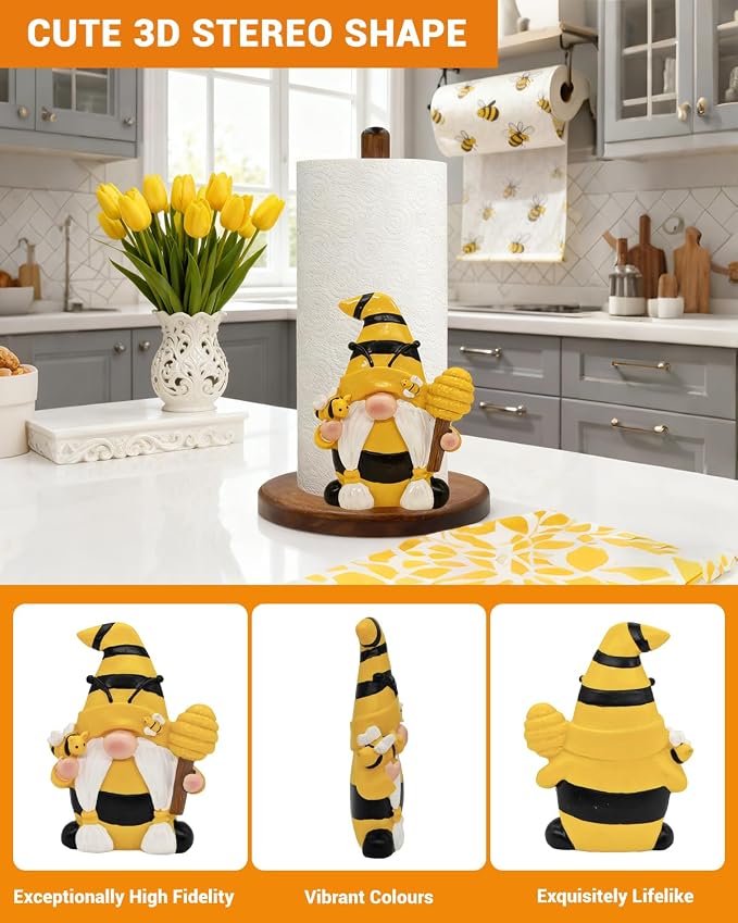 Paper Towel Holder, Honey Bee Kitchen Decor, Cute 3D Gnome Gifts - Image 3