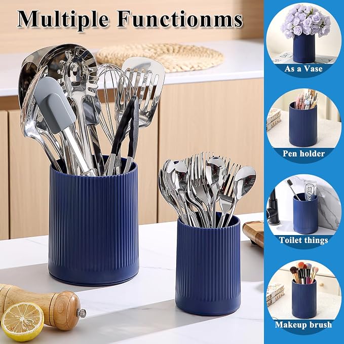 Kyraton Cooking Utensils Holder 2pcs, 360° Rotating Heavy Duty Plastic Kitchen - Image 4