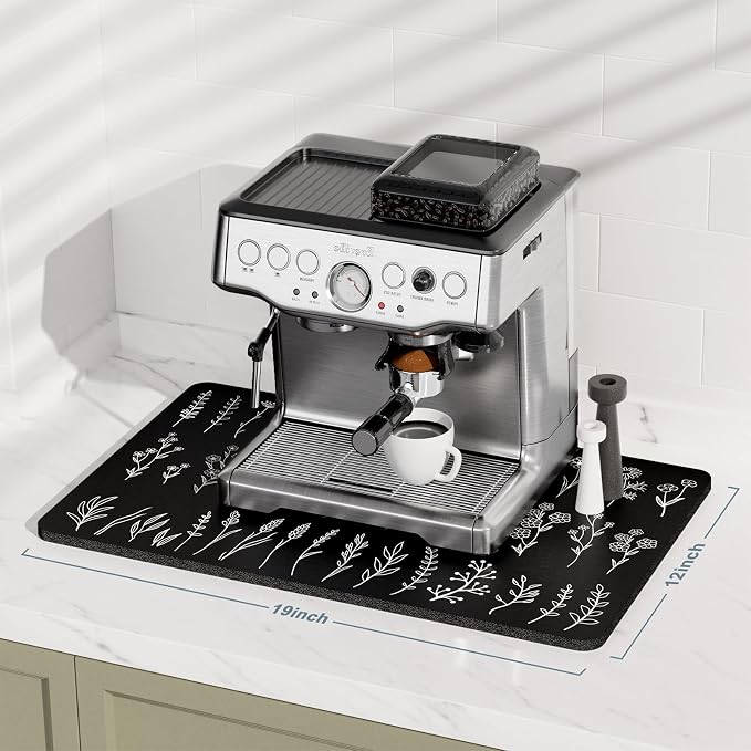 Rnivvi Coffee Mat, Hide Stain Rubber Backed Absorbent Dish Drying Pad - Image 2