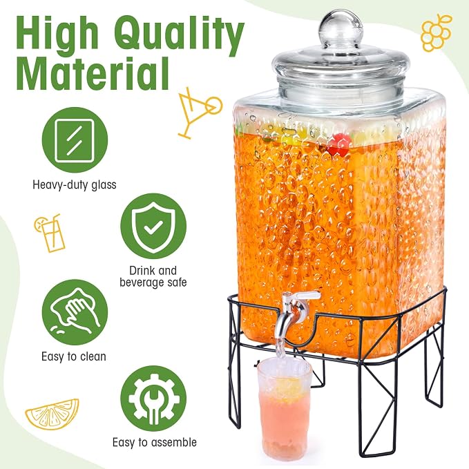 Honeydak 4.6 Gallon Glass Beverage Dispenser - Image 4
