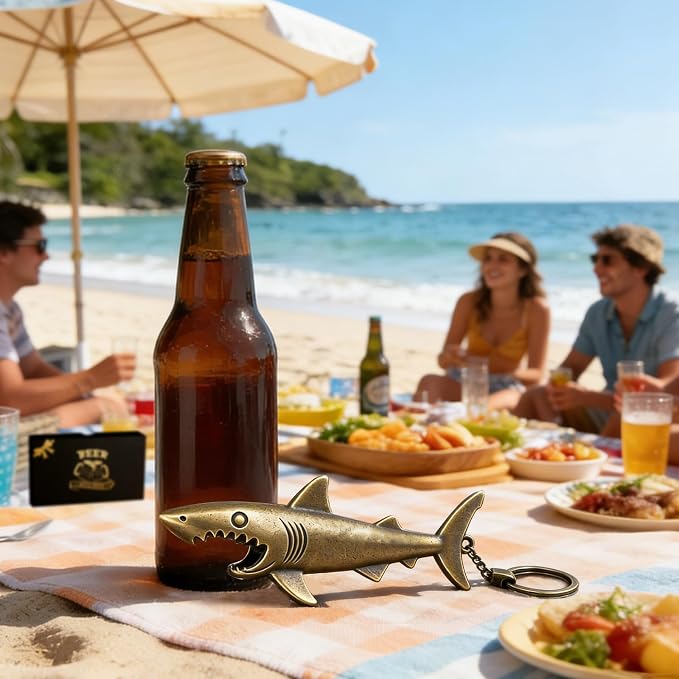 Cool Shark Bottle Opener Keychain, Vintage Zinc Alloy Beer Opener, Portable Key - Image 3