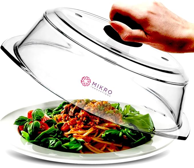 Tall Glass Microwave splatter cover | Sturdy clear 100% food safe BPA free by MikroInnovations
