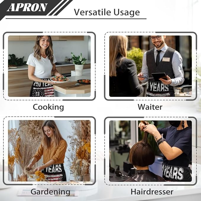 Server Apron with 3 Pockets, Waterproof Oil Waitress Waiter Half Apron - Image 5