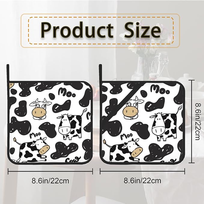 Cow Skin Pot Holder Set of 2, Heat Resistant Potholders Oven Hot Pads - Image 2