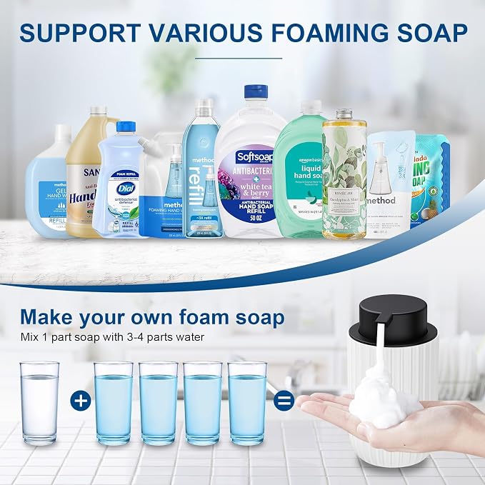 Ceramic Foaming Soap Dispenser, 12 oz Bathroom Foam Hand Soap Dispenser - Image 4