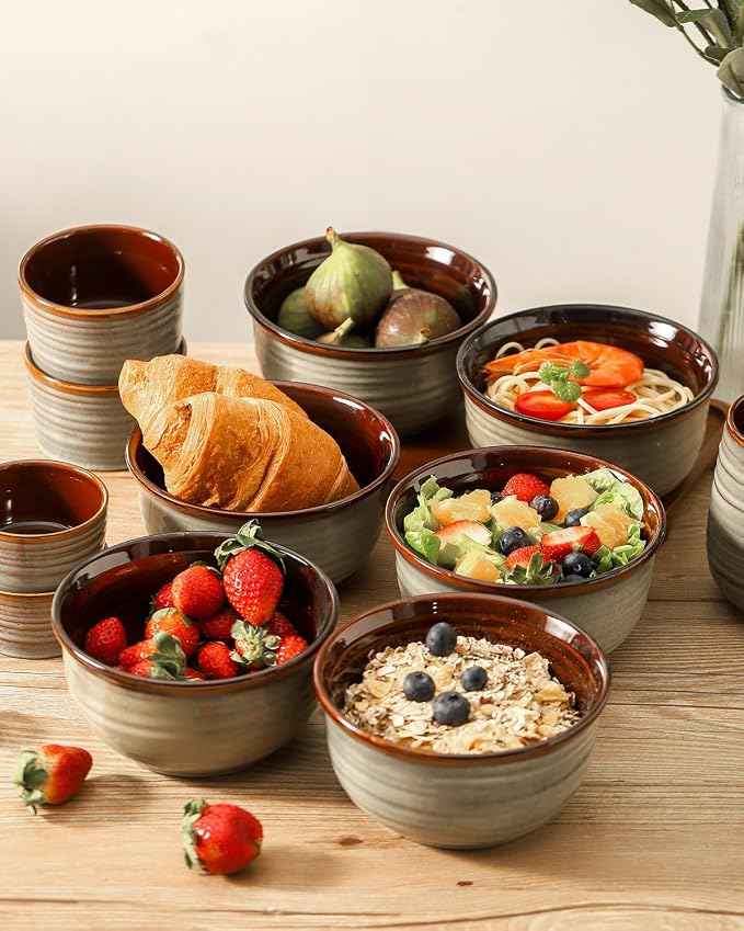 Hasense Ceramic Soup Bowls Set of 6, 20 Ounce Cereal Bowls - Image 2