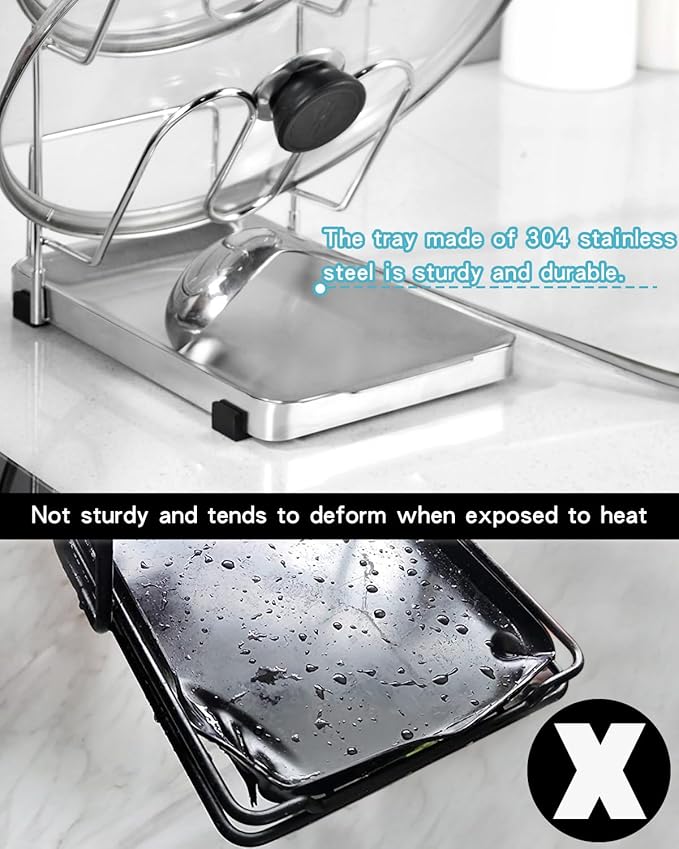 YQh pot lid holder, Two-compartment Stainless Steelcooking rack, pot lid holder - Image 3