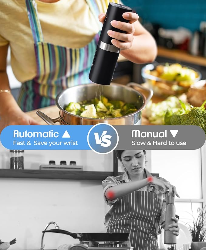 Electric Salt and Pepper Grinder Set, New Rechargeable Salt and Pepper Mill - Image 5