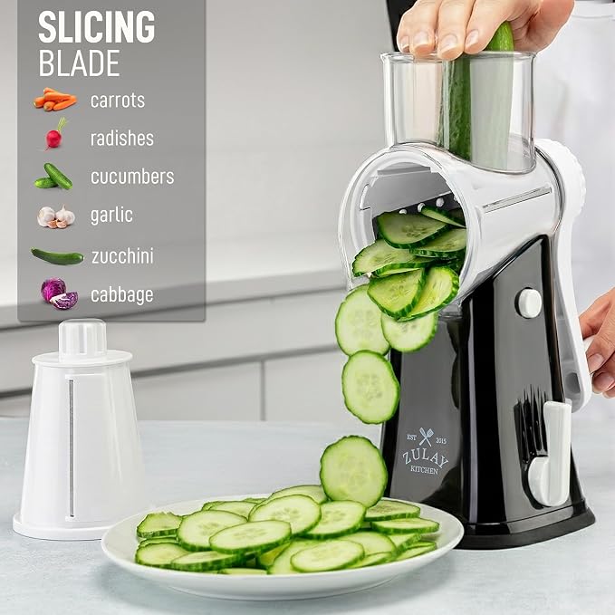 Zulay Kitchen Rotary Cheese Grater 5 Blade Cheese Shredder - Image 5