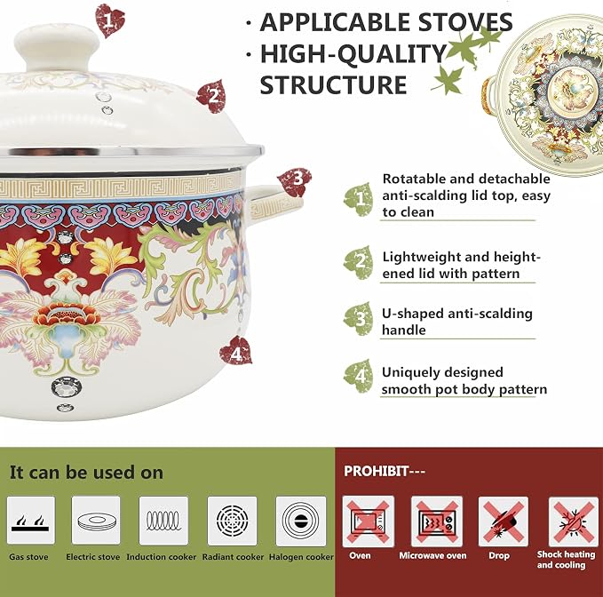 Retro Flower Enamel Stockpot - Image 2