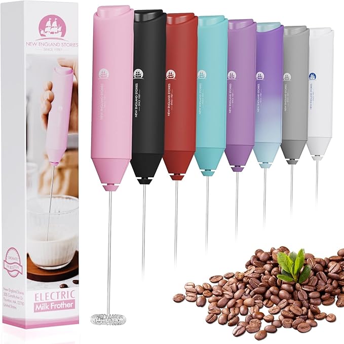 Powerful Milk Frother Handheld Foam Maker, Mini Whisk Drink Mixer by NewEnglandStories