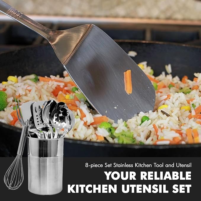 Chef Craft - 8 Piece Stainless Steel Kitchen Utensils Set - Image 5