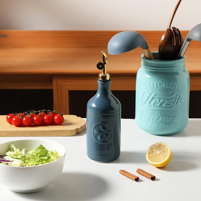 Sweejar 16 Oz Ceramic Olive Oil Dispenser Bottle, Oil Dispenser - Image 2