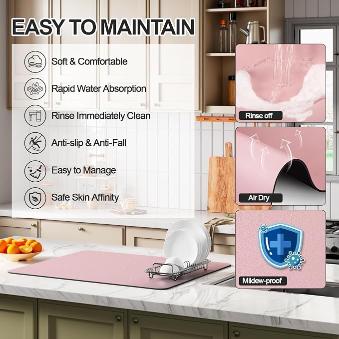 Ecotrim - Dish Drying Mat for Kitchen Counter | Coffee Bar Mat for Countertops - Image 3
