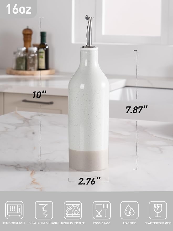 famiware Milkyway 16oz Ceramic Olive Oil Dispenser Bottle, 1 Piece Oil Dispenser - Image 4