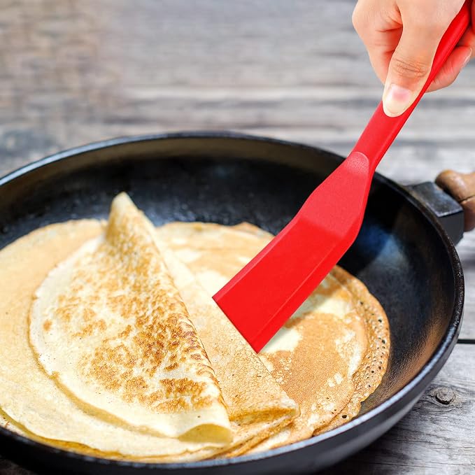 Zopeal 2 Pieces Crepe Spatula Silicone Narrow Skinny Flipper Long Heat - Image 2