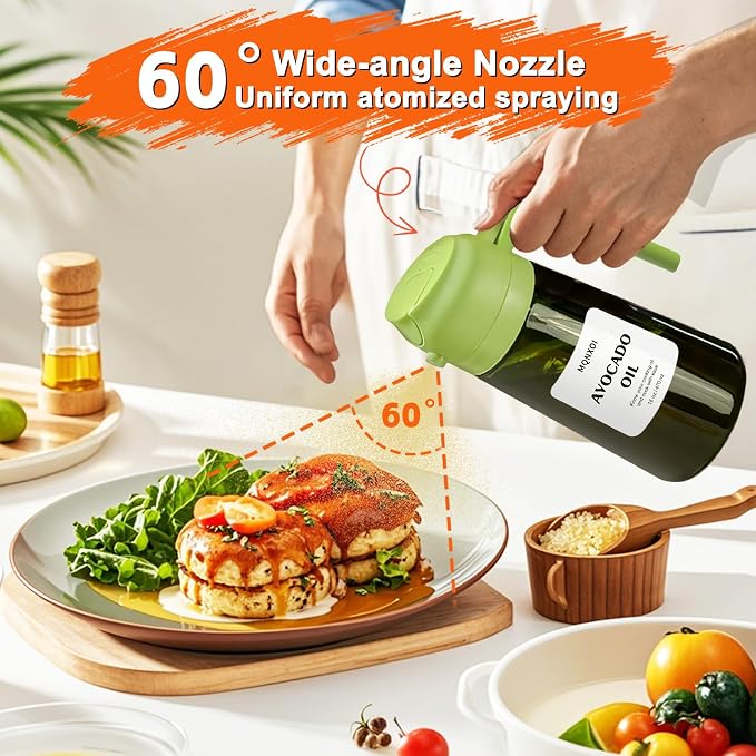mqnxoi Oil Sprayer for Cooking, 2 in 1 Olive Oil Dispenser Bottle for Kitchen - Image 4