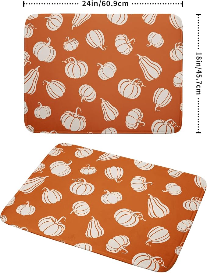 Fall Dish Drying Mat for Kitchen Counter Autumn White Pumpkins Festival - Image 2
