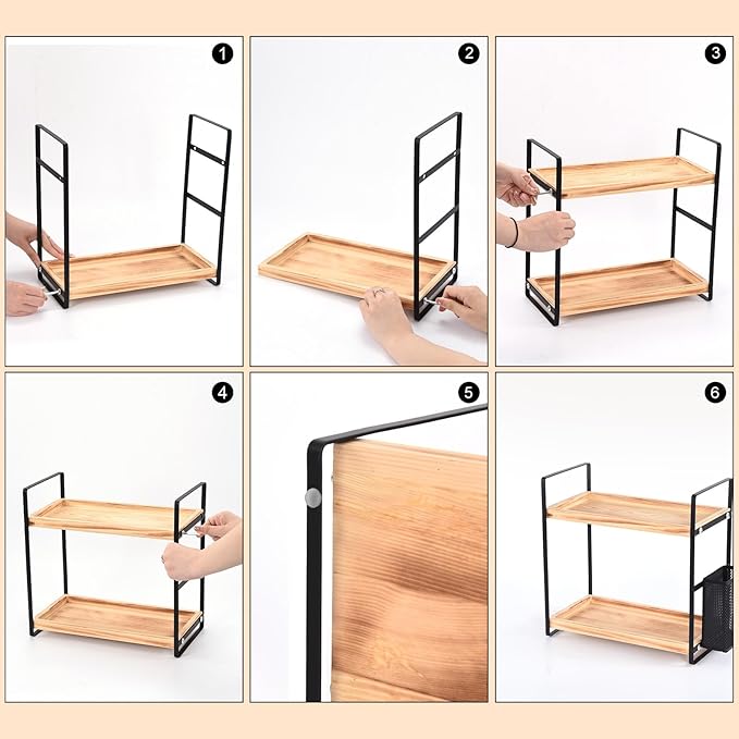 LEMIKKLE 2-Tier Wood Bathroom Counter Organizer - Image 7
