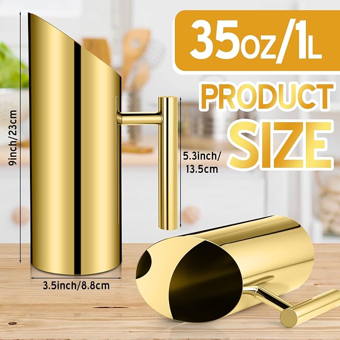 Funnymoom 3 Pack 35 Oz/1.0 L Stainless Steel Water Pitcher Modern Metal Pitcher - Image 2