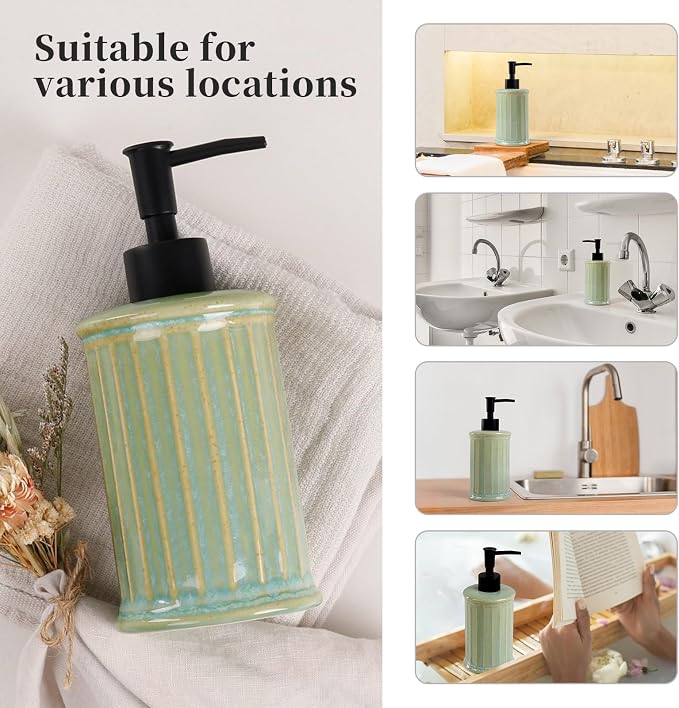 ANTIS'S HOME Soap Dispenser Liquid 11.84OZ | Ceramic Refillable Hand Dish Soap - Image 5