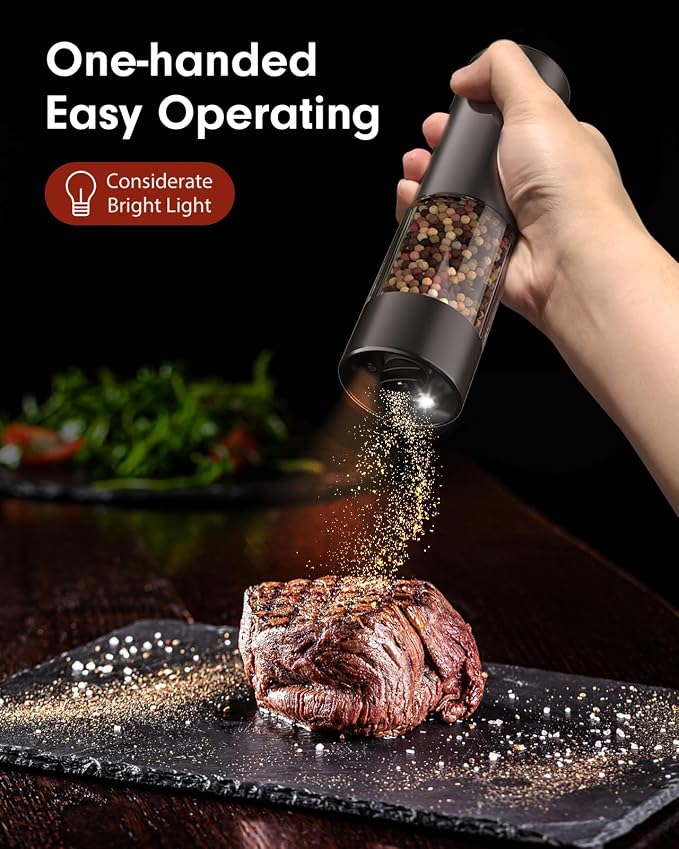 TOMEEM Upgraded Larger Capacity Electric Salt and Pepper Grinder Set - Image 2