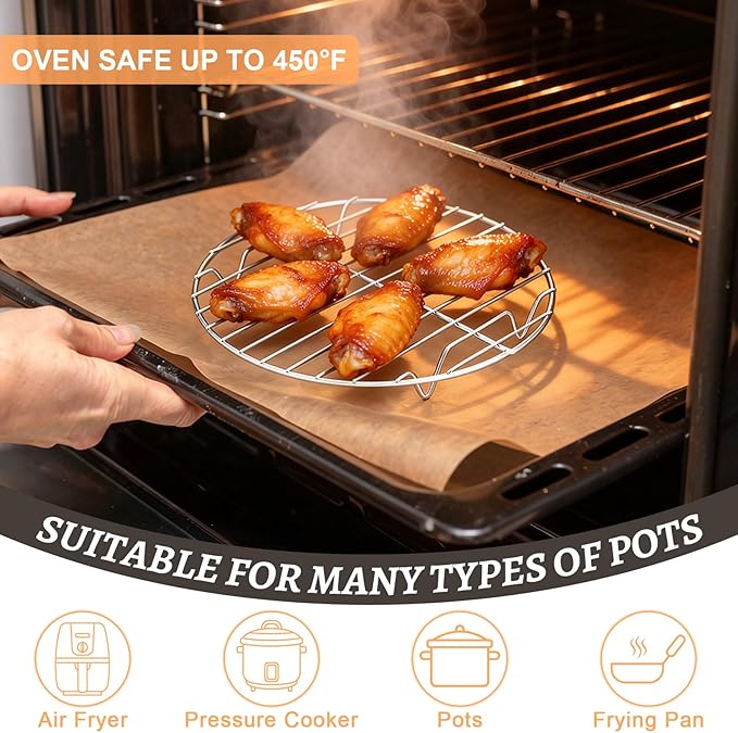 P&P CHEF Round Cooking Rack, Fits Air Fryer/Stockpot/Pressure Cooker/Round Cake - Image 6