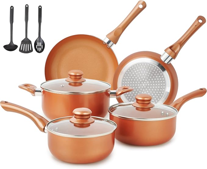 M MELENTA Pots and Pans Set Ultra Nonstick, Pre-Installed 11pcs Cookware Set by MMELENTA