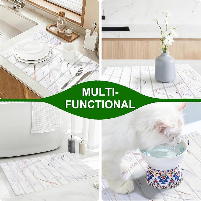 Large Stone Drying Mat for Kitchen Counter, Collapsible Stone Dish Drying Mats - Image 7