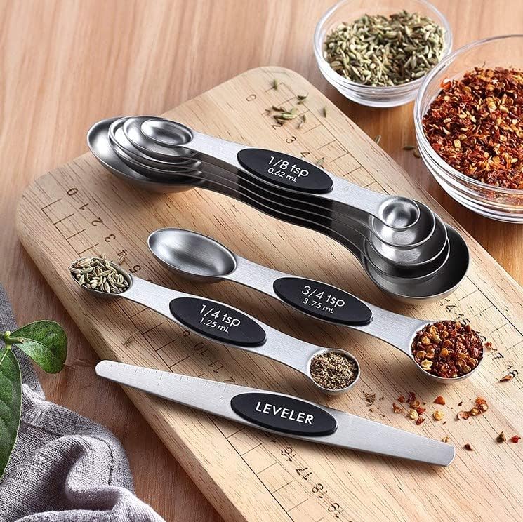 Magnetic Measuring Spoons Set (9-Piece), Stainless Steel Cooking