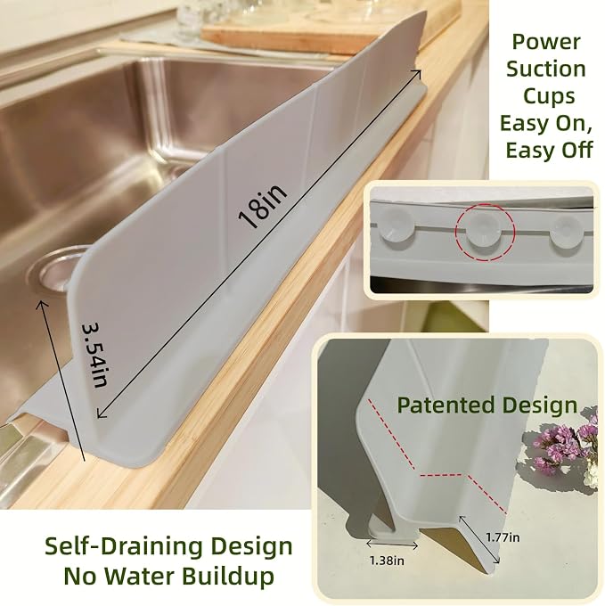 Sink Splash Guard | Tall Wall Splatter Screen | Keeps Clothes & Countertops Dry - Image 4