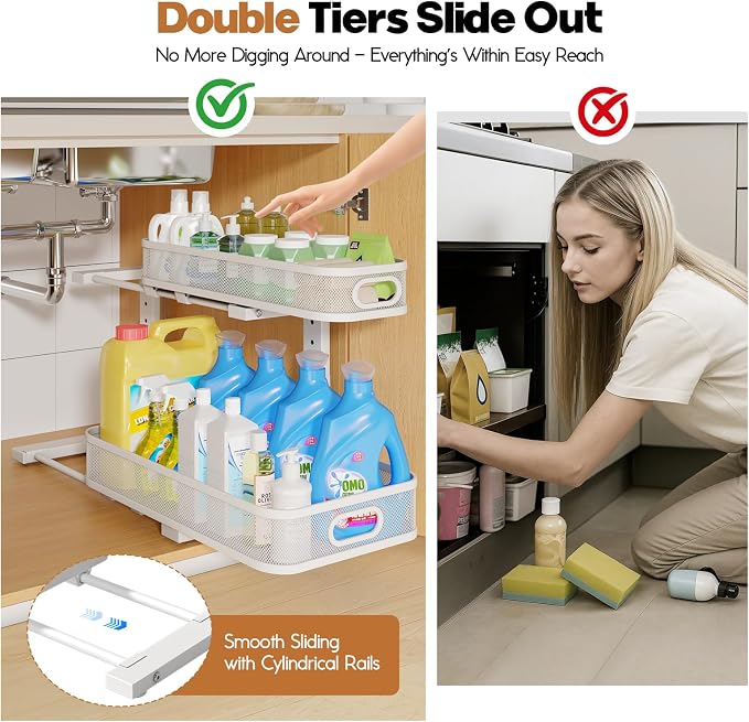2 Pack 19.3IN-Depth Under Sink Organizer - Image 3