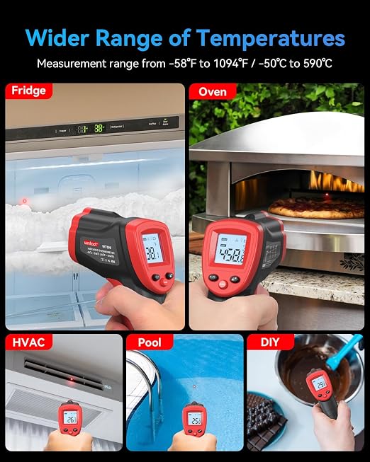 Wintact Infrared Thermometer Temperature Gun -58℉ to 1094℉, Digital IR Heat - Image 2