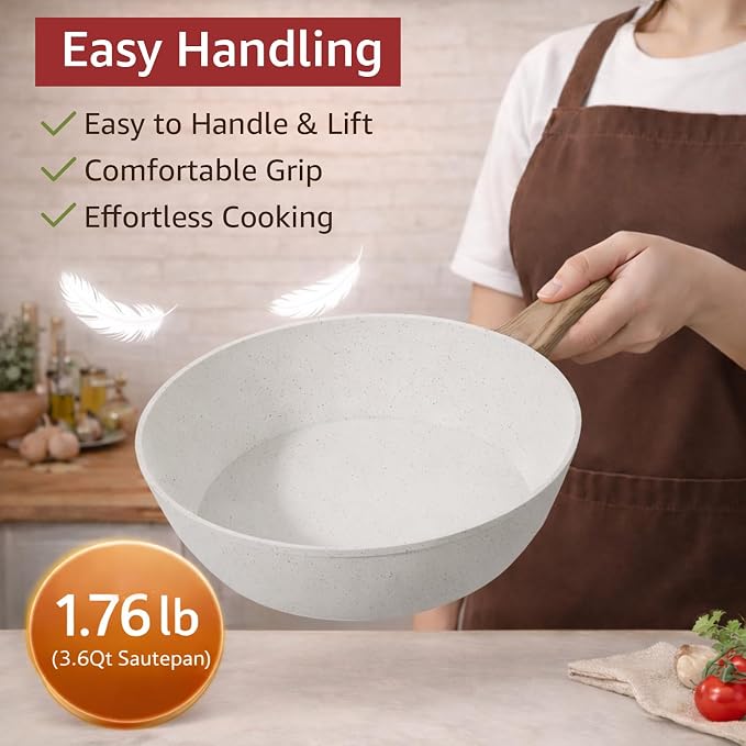 Bazova 24-Piece Pots and Pans Set Non Stick, Titanium-Reinforced Ceramic - Image 5