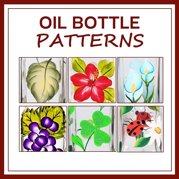 17oz Hand Painted Glass Olive Oil Bottle - 500ml Green Oil & Vinegar Cruet - - Image 3