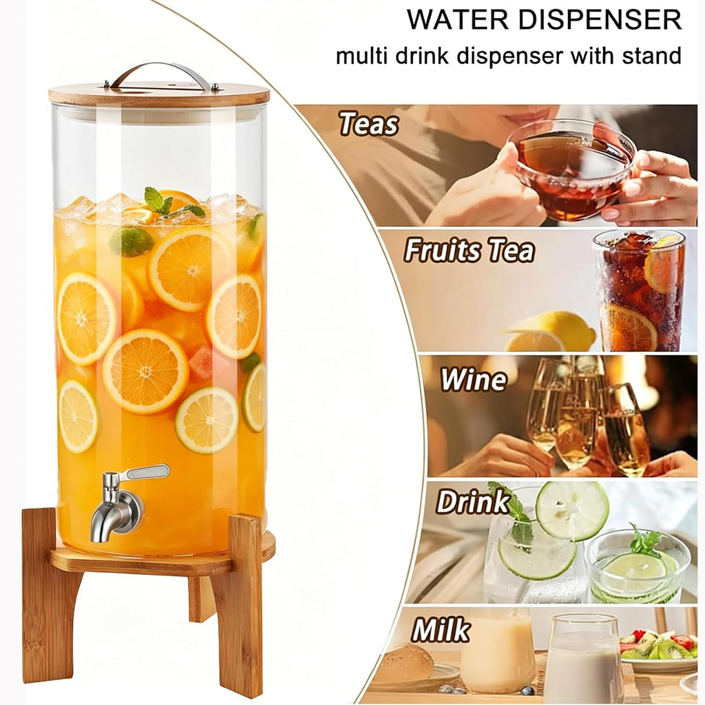 Beverage Dispenser,2.9 Gallon Glass Drink Dispenser with Stand,Glass