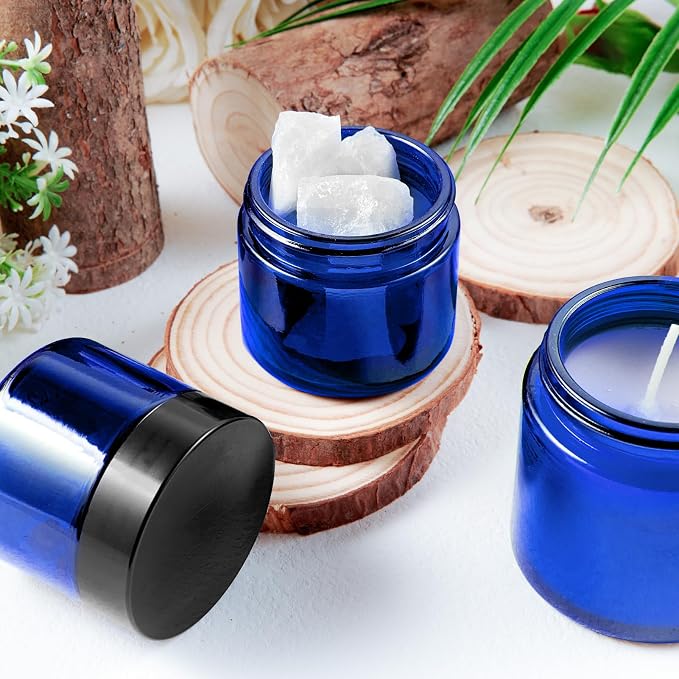 2oz Jars with Lids, Hoa Kinh 24 Pack Blue Glass Jars with Lids Empty Cosmetic - Image 2