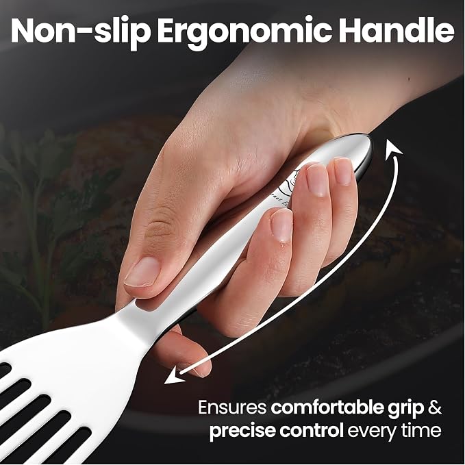 Stainless Steel Fish Spatula Set – 1 Large Fish Turner + 1 Small Metal Spatula - Image 4
