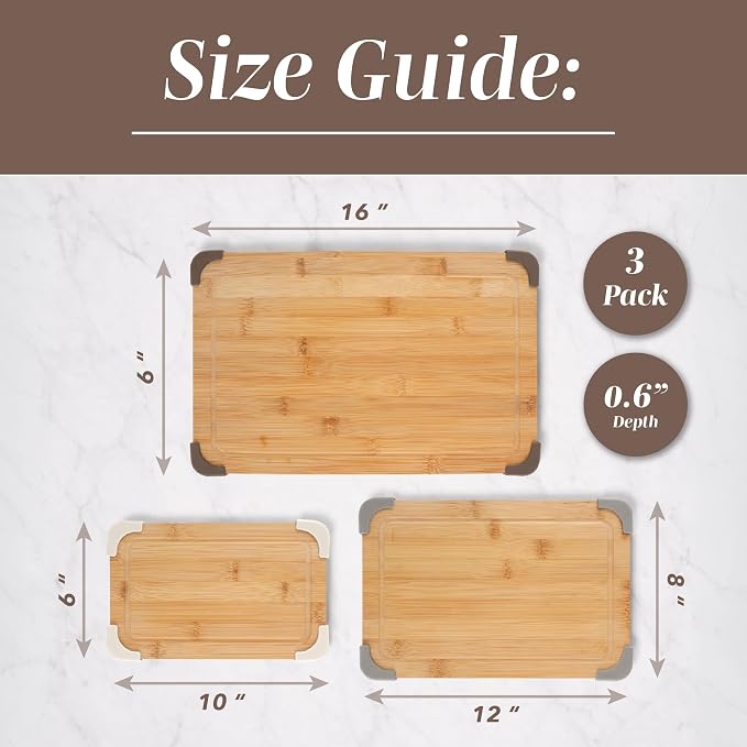 COOK WITH COLOR Non-Slip Cutting Board Set – Kitchen Essentials with Easy Grip - Image 3