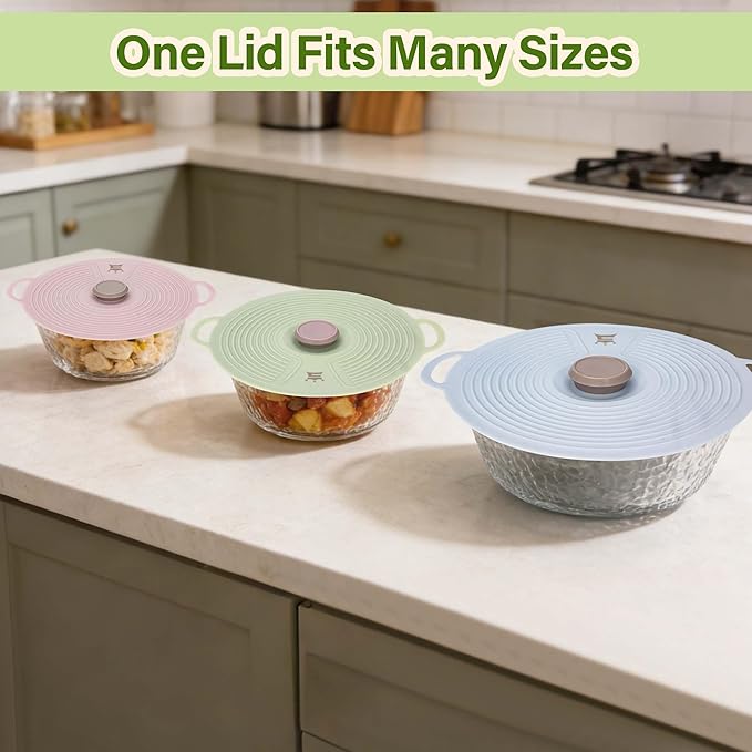 Silicone Lids for Bowl 3 Pack, Microwave Splatter Cover - Image 9