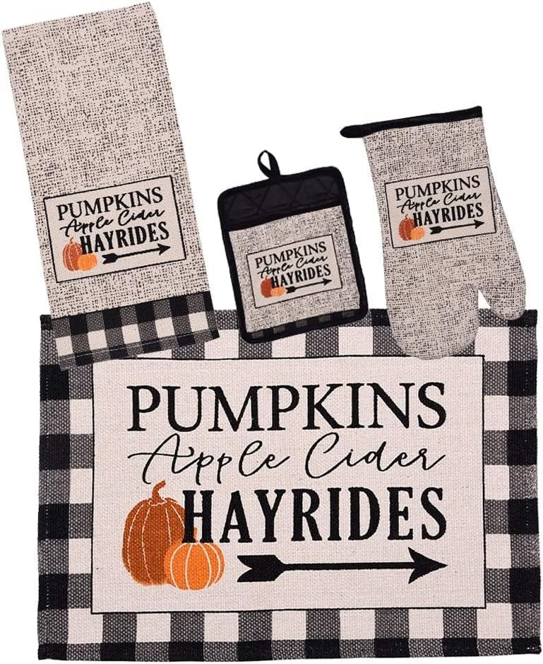 Set of 8, Pumpkins Apple Cider hayrides Farmhouse Design Kitchen Towel