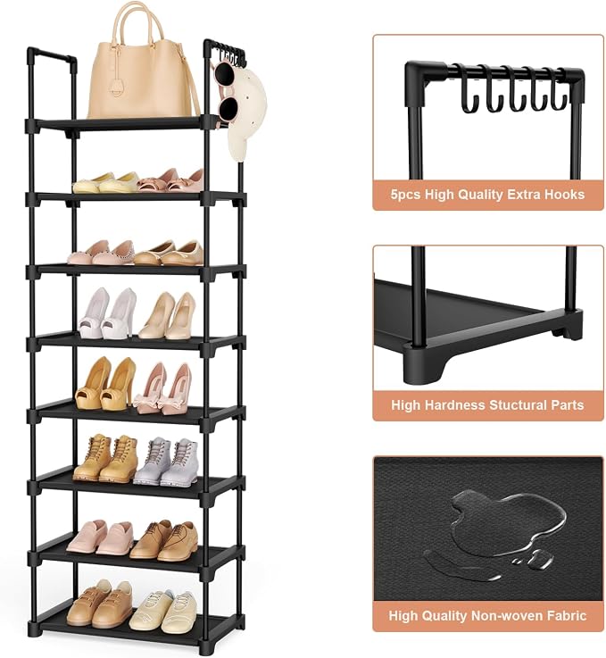 LANTEFUL Tall Shoe Rack 8 Tiers, 16-20 Pairs Shoe and Boots Organizer Storage - Image 4