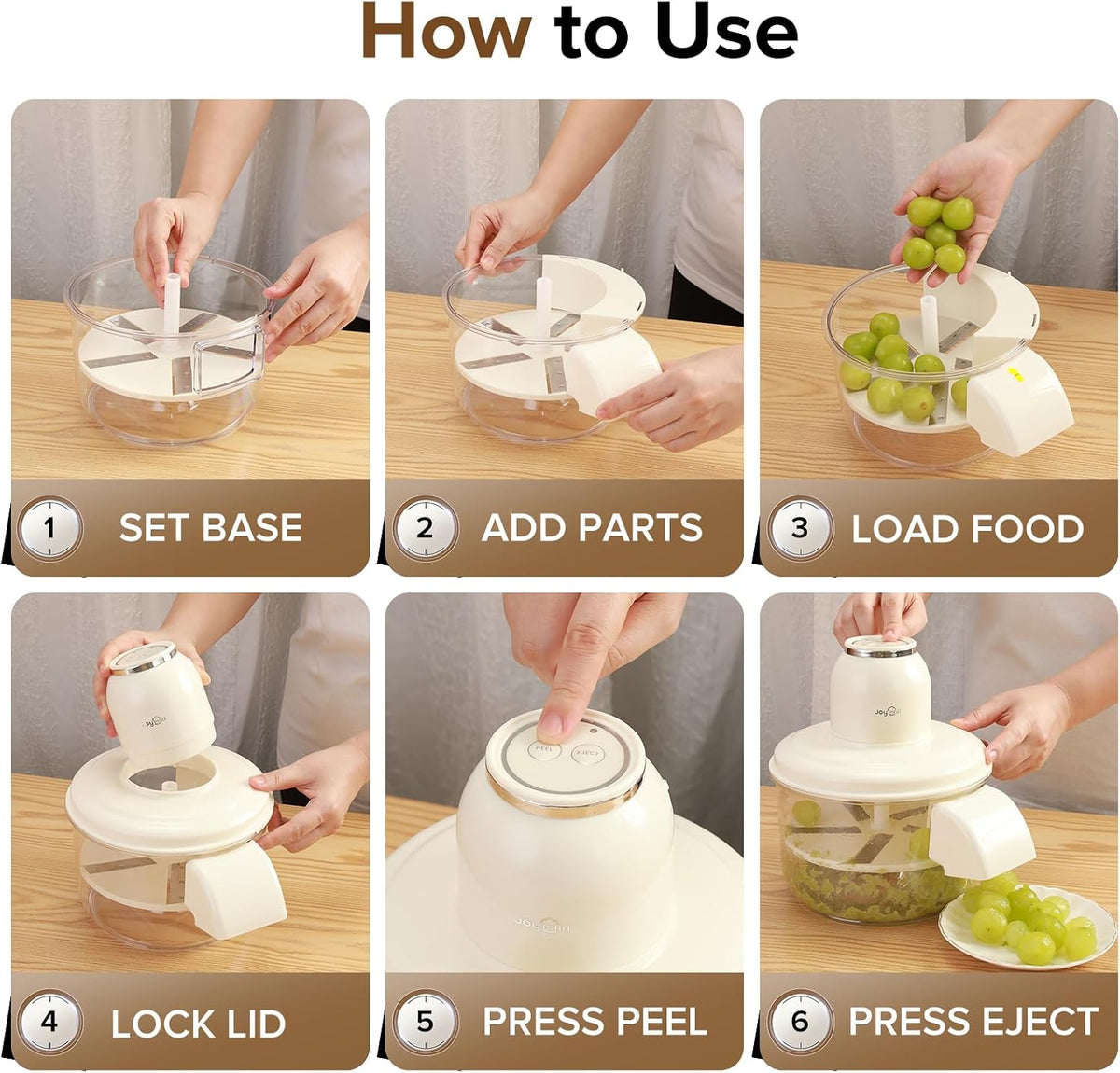 JOYHILL Electric Grape Peeling Machine, Automatic Fruit and Garlic