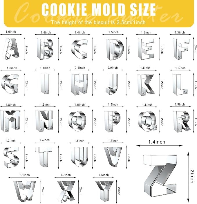 Letter Cookie Cutters Shapes Large 2 Inch - Image 2