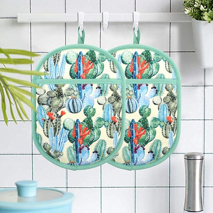 Pot Holders Set of 2 with Transparent Clear Silicone Shell and Nice Cactus - Image 6