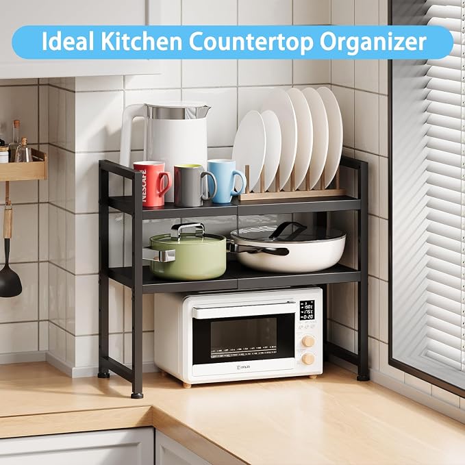 2-Tier Expandable Metal Storage Shelves, 150LBS Heavy Duty Shelving Units and - Image 7