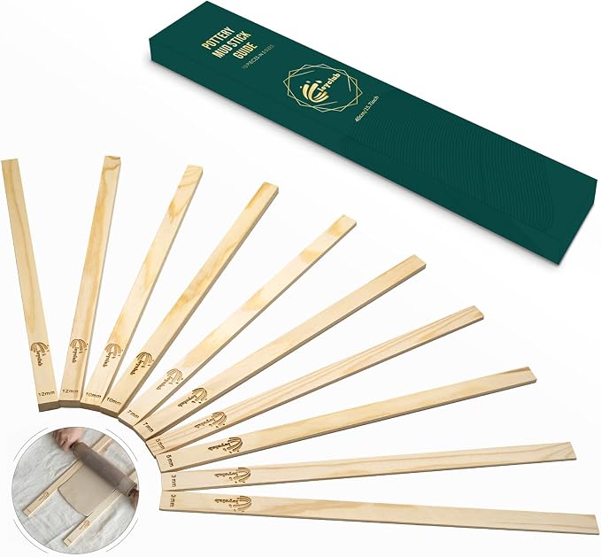 Pottery Rolling pin Guides, Clay Tools, 5-Size Mud Stick Guide by Unknown