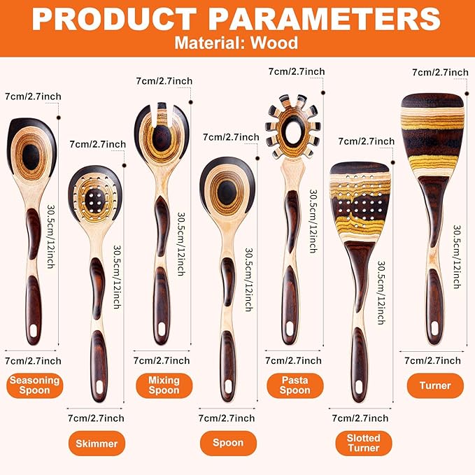 7Pcs Pakkawood Kitchen Utensils Set - Image 3