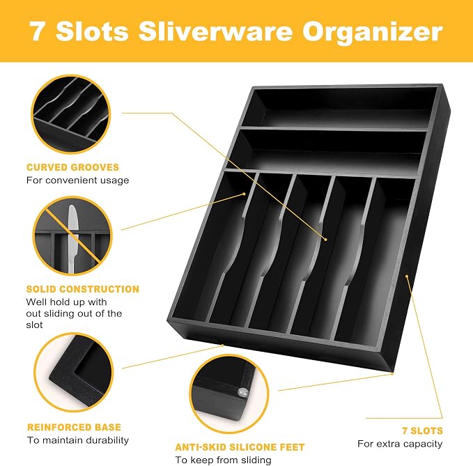 Kitchen Bamboo Silverware Organizer, Kitchen Drawer Organizer - Image 5